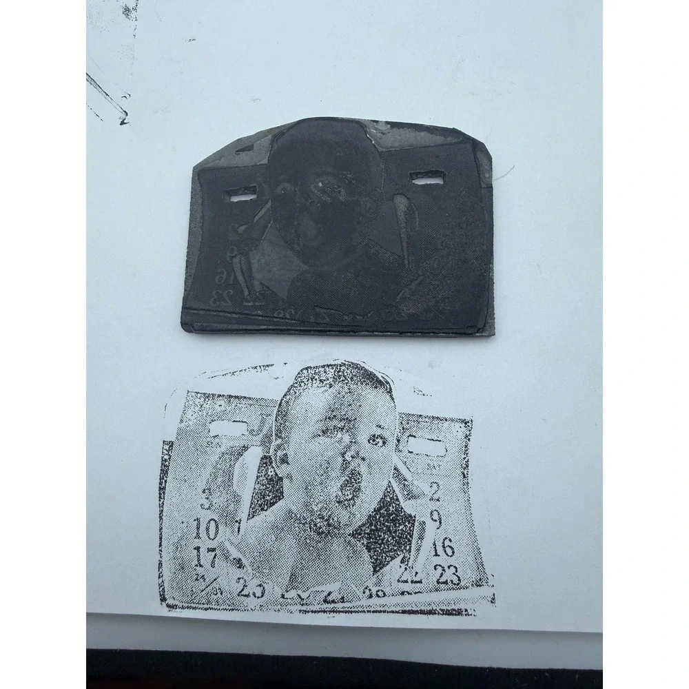 Vintage Letterpress Printing Block Baby in Calendar Printer Cut Printing Plate